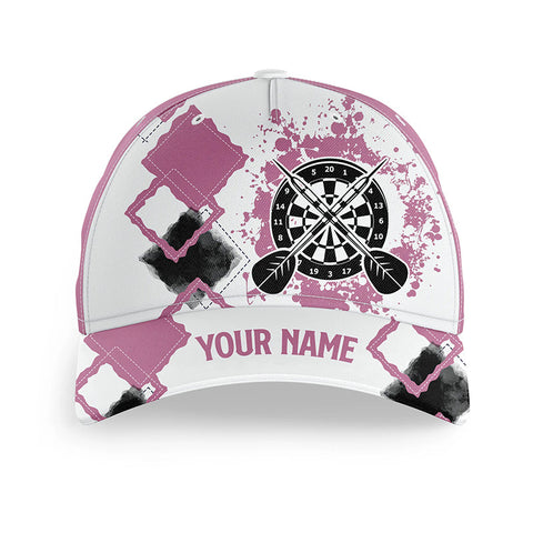 Maxcorners Darts Pink White Personalized Name 3D Cap