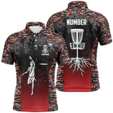 Maxcorners Red Camo Mens Disc Golf Polo Shirts, Custom Camouflage Golf Shirts For Men Disc Golf Gifts MT0510