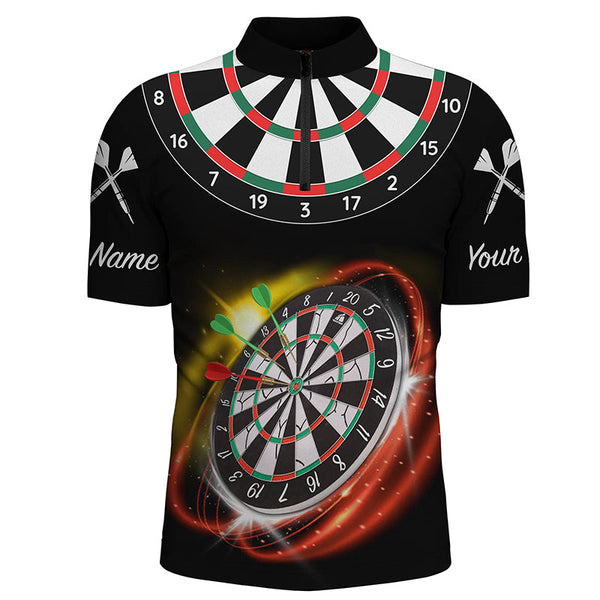 Maxcorners Personalized Red Black Mens Darts Polo Shirt Custom Name Cool Darts Jersey