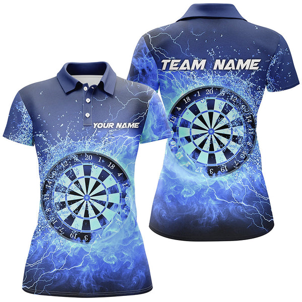 Maxcorners Blue Fire & Water Dartboard Personalized Womens Darts Polo Shirt Darts Jersey For Women