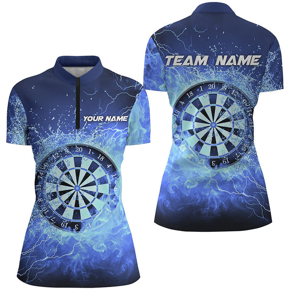 Maxcorners Blue Fire & Water Dartboard Personalized Womens Darts Polo Shirt Darts Jersey For Women