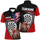 Personalized Black Red American Flag Mens Darts Polo Shirt