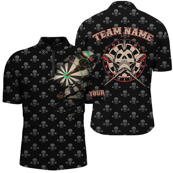 Maxcorners Personalized Darts Skull Crossed Pattern Polo Shirts Scary Darts Jersey