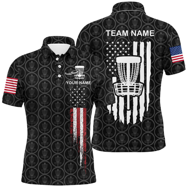 Maxcorners Retro American Flag Disc Golf Mens Polo Shirt Custom Patriotic Golf Shirts For Men Golf Gifts MT0510