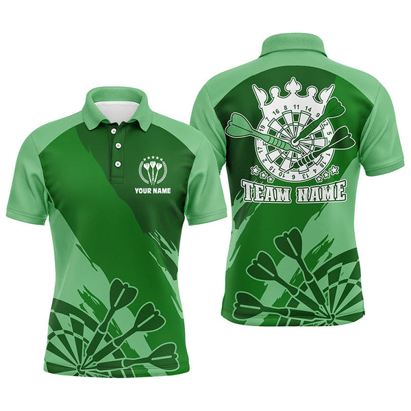 Maxcorners Personalized Green Men Darts Polo Shirt Custom Cool Darts Shirt  Darts Jersey