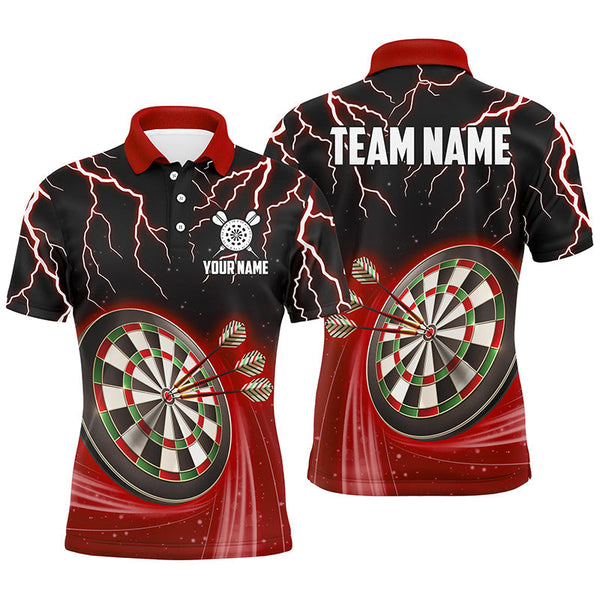 Personalized Red Thunder Lightning Mens Darts Polo Shirt