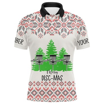 Maxcorners Merry Discmas All Over Print Mens Disc Golf Polos Custom Ugly Christmas Disc Golf Tops For Men MT0510