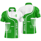 Maxcorners Personalized Disc Golf Basket Green White Mens Golf Polo Shirt Custom Disc Golf Shirts For Men MT0510