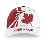 Maxcorners Canada Flag Golfer Hats Golf Pattern Red White Golf Cap For Golfer Patriotic Golfing Gifts