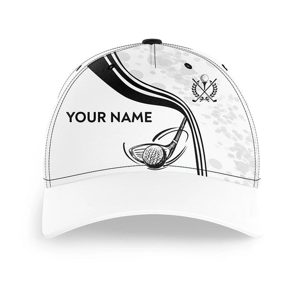 Maxcorners Black White Golf Ball And Club Personalized Golfer Hat Custom Cool Golf Caps Golfing Gifts