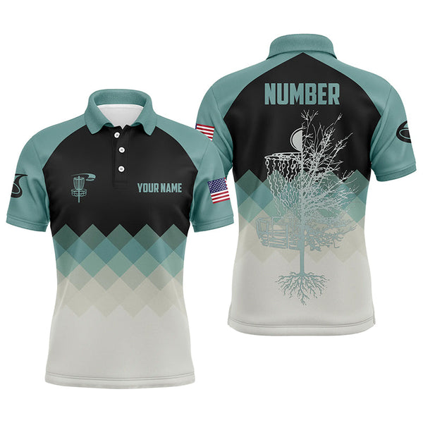 Maxcorners Mint Argyle Mens Disc Golf Polo Shirt, Personalized Disc Golf Shirts For Men, Disc Golf Gifts MT0510