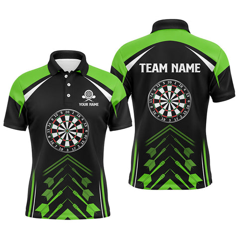 Personalized Green Black Mens Darts Polo Shirt