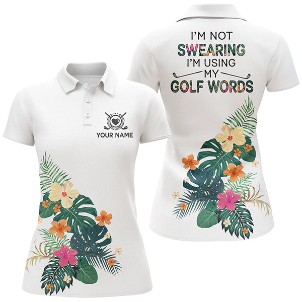 Max Corners Tropical Flower Golf Customized Name 3D Golf Polo Shirt For Women