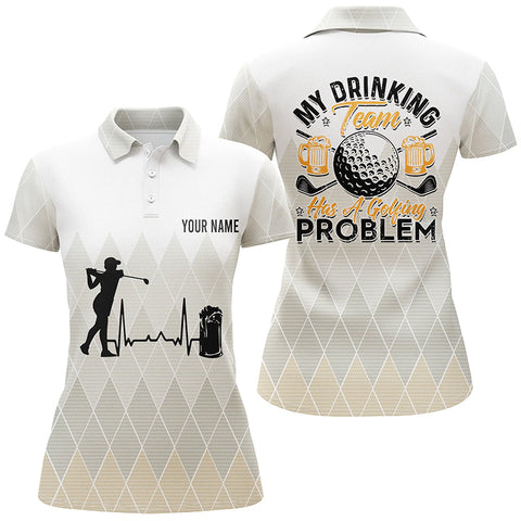 Max Corners Argyle Pattern Beer Golf Customized Name 3D Golf Polo Shirt For Women