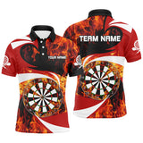 MaxCorners Darts Fire Flame Customized Name, Team Name 3D Polo Shirt For Men