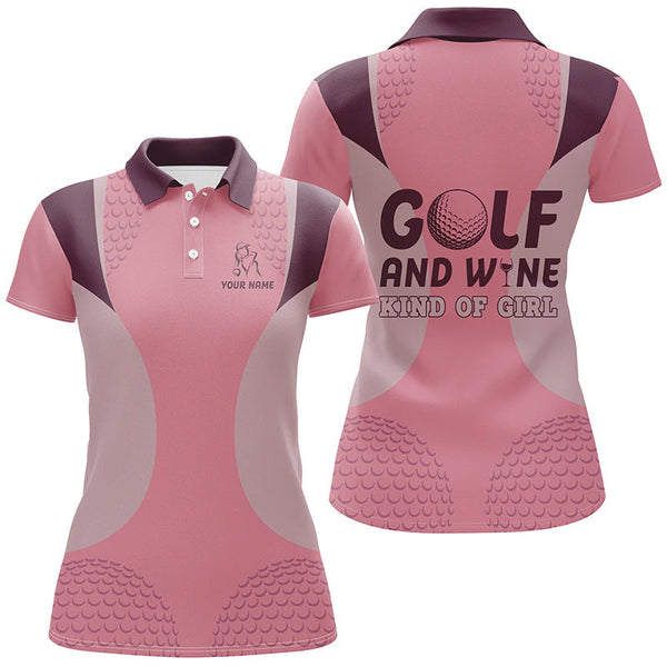 Max Corners Golf And Wine Kind Of Girl Customized Name 3D Golf Polo Shirt For Women