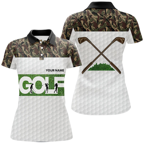 Max Corners Green Camouflage Golf Tops Customized Name 3D Golf Polo Shirt For Women