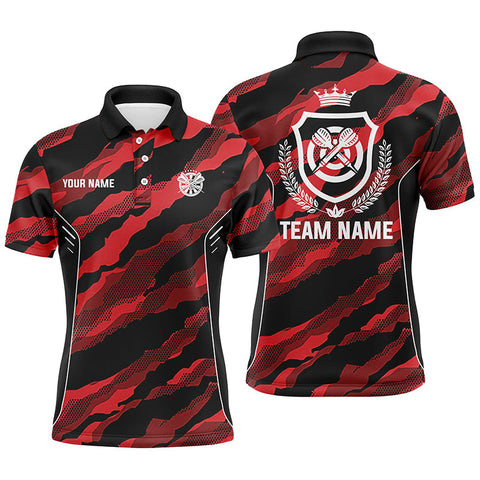 Max Corners Red Camo Darts Jersey Customized Name 3D Darts Polo Shirt For Men