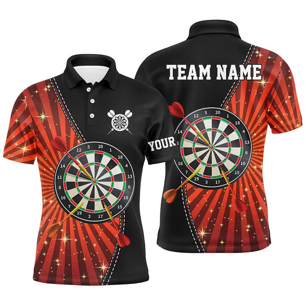 Max Corners Black Orange Halo Customized Name 3D Darts Polo Shirt For Men