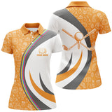 Max Corners Orange Food Pattern Customized Name 3D Golf Polo Shirt For Women