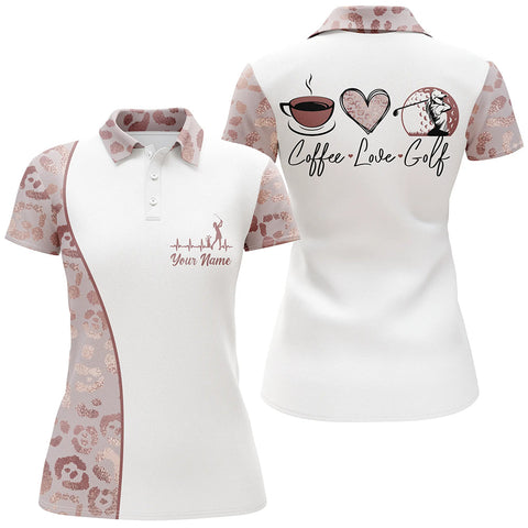 Max Corners Pink Leopard Heartbeat Women Golf Customized Name 3D Golf Polo Shirt For Women