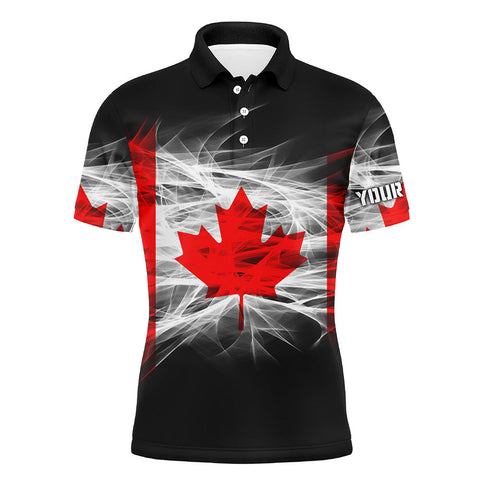 MaxCorners Golfs Smoky Canada Flag Customized Name 3D Polo Shirt For Men