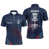 Maxcorners Blue Red Geometric Pattern Mens Disc Golf Polo Shirt Cool Golf Shirts For Men Golf Gifts MT0510