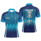 Maxcorners Personalized Sport Style Blue Gradient Mens Disc Golf Polo Shirt Cool Golf Tops For Men Golf Gifts MT0510