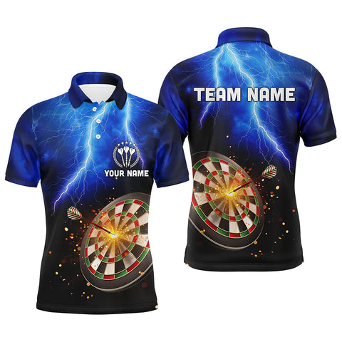Personalized Thunder Lightning Blue Men Darts Polo Shirt