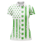 Maxcorners St Patrick's Day American Flag Womens Golf Polos Green Clover Patriotic Golf Tops For Women
