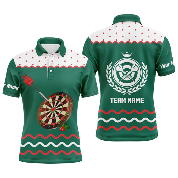 Maxcorners Personalized Darts Christmas Green Polo Shirt Custom Darts Shirt