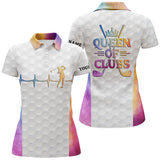 Max Corners Queen Of Clubs Golf Heartbeat White Customized Name 3D Golf Polo Shirt For Women