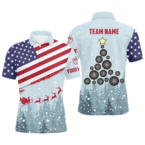 Maxcorners Christmas American Flag Darts Polo Shirt