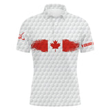 Maxcorners Golf Retro Canadian Flag Customized Name 3D Polo Shirt Unisex