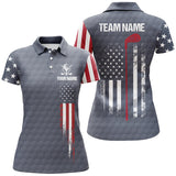 Max Corners Navy American Flag Patriotic Golf Tops Customized Name 3D Golf Polo Shirt For Women