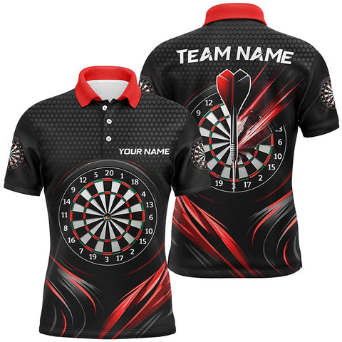 Max Corners Black&Red Sport Customized Name 3D Darts Polo Shirt For Men