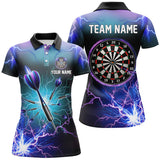 Maxcorners Blue & Purple Thunder Lightning Darts Jerseys Polo Shirt, Custom Dart Shirts For Men & Women LM103