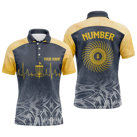 Maxcorners Heartbeat Mens Golf Polo Shirts, Custom Golf Shirts Disc Golf Shirts For Mens, Best Golf Gifts MT0510