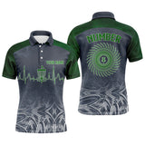 Maxcorners Heartbeat Mens Golf Polo Shirts, Custom Golf Shirts Disc Golf Shirts For Mens, Disc Golf Gifts MT0510