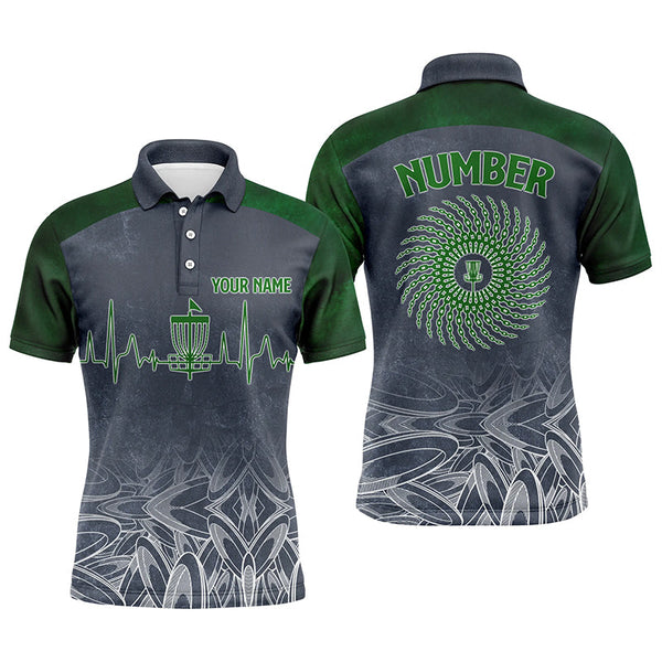 Maxcorners Heartbeat Mens Golf Polo Shirts, Custom Golf Shirts Disc Golf Shirts For Mens, Disc Golf Gifts MT0510