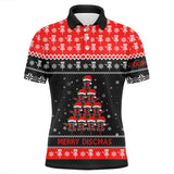 Maxcorners Merry Discmas All Over Print Mens Disc Golf Polo Shirt Custom Christmas Disc Golf Tops For Men MT0510