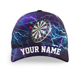 Maxcorners Darts Thunder Lightning Purple Personalized Name 3D Cap