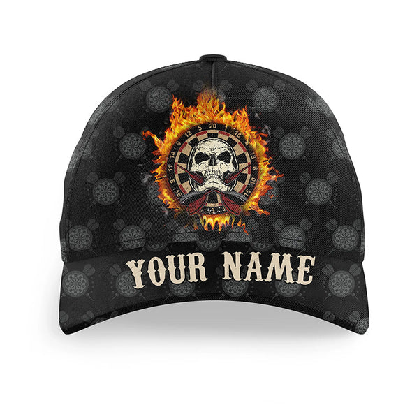 Maxcorners Darts Skull Flame Personalized Name 3D Cap