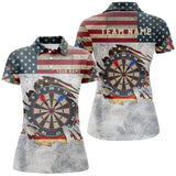 Maxcorners Retro American Flag Darts Polo Shirt Custom Name Patriotic Darts Jerseys