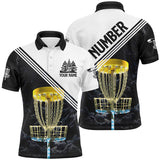 Maxcorners Mens Disc Golf Polo Shirt Custom Golden Disc Golf Basket, Personalized Disc Golf Shirts For Men MT0510