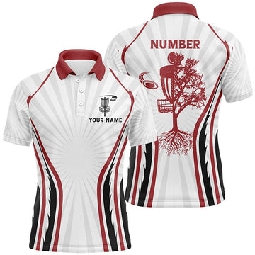Maxcorners Retro Red Fire Disc Golf Mens Polo Shirt Personalized Disc Golf Shirts For Men Disc Golf Basket MT0510