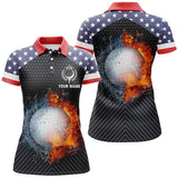 Max Corners Fire And Water Us Flag Customized Name 3D Golf Polo Shirt For Women