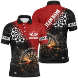 Max Corners Black Red Darts Fire Customized Name 3D Darts Polo Shirt For Men