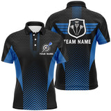 Max Corners Black Blue Geometric Customized Name 3D Darts Polo Shirt For Men