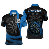 Max Corners Black Blue 3D Customized Name 3D Darts Polo Shirt For Men